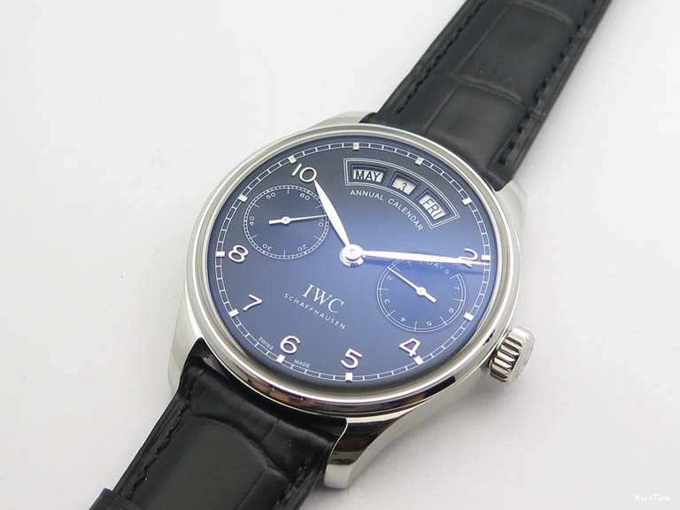 MIROTIME 0408 Portuguese Real PR Real Annual Calendar IW5035 YLF 1:1 Best Edition Black Dial On Leather Strap A Soft 7240
